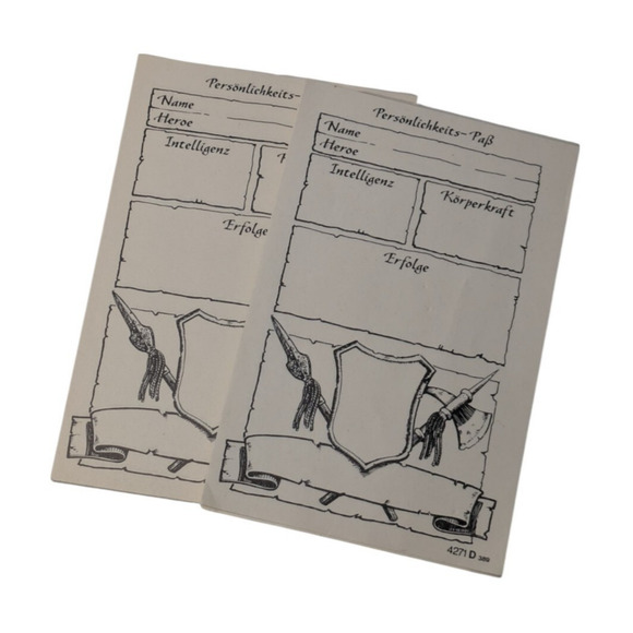 Hero Quest 4271 D Character Sheet Pad German Deutsch Edition RPG Notepad - Picture 5 of 6